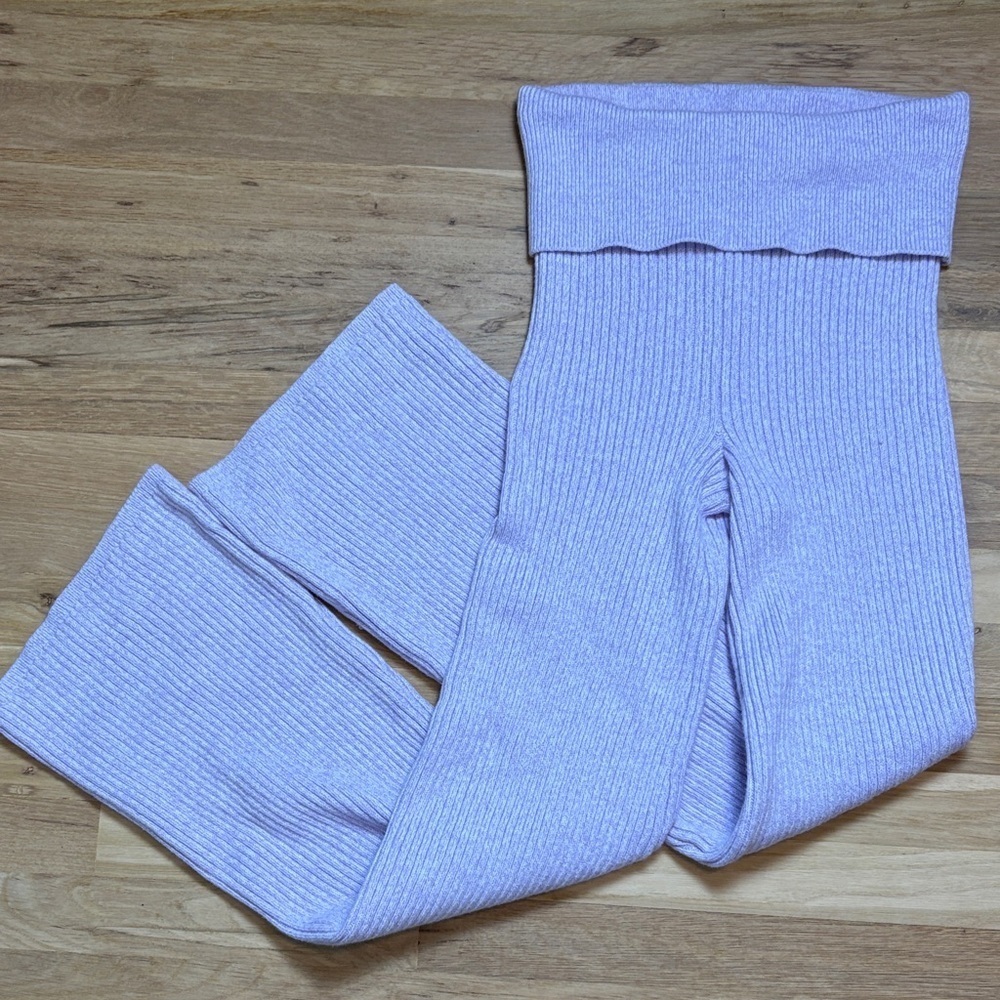 Aerie Lilac High Waist Ribbed Knit Flare Lounge Pants Women’s M